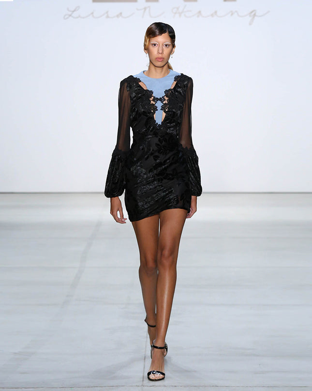 Velvet and Denim Minidress