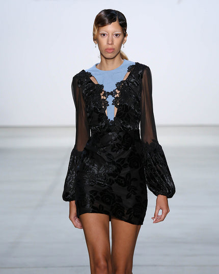 Velvet and Denim Minidress