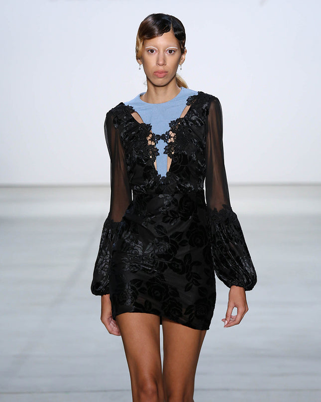 Velvet and Denim Minidress