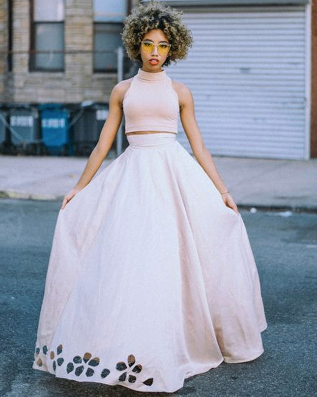 Satin Cutout Skirt