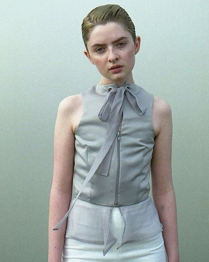 Satin and Chiffon Peplum Top