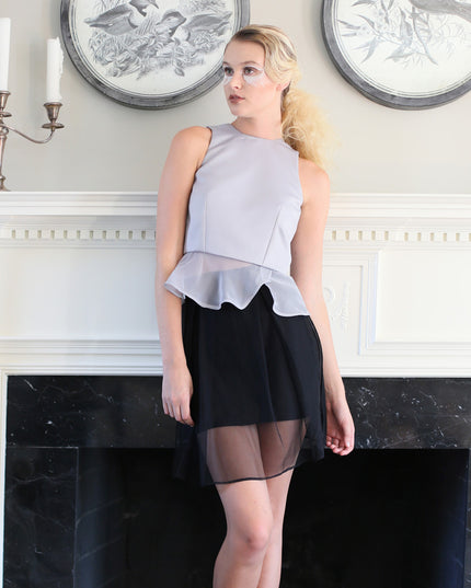 Satin and Chiffon Peplum Top